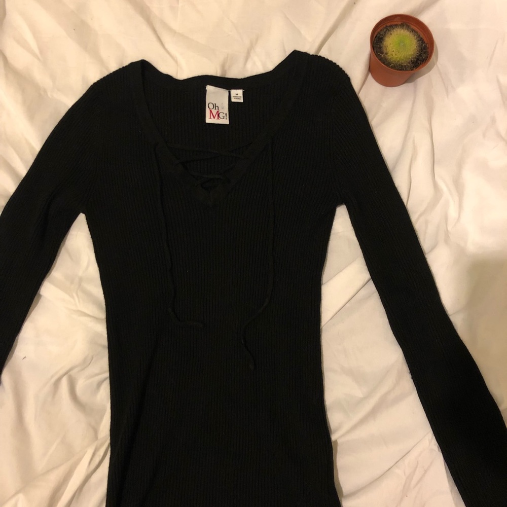 Stretch Fit Lace Up Long Sleeve Shirt